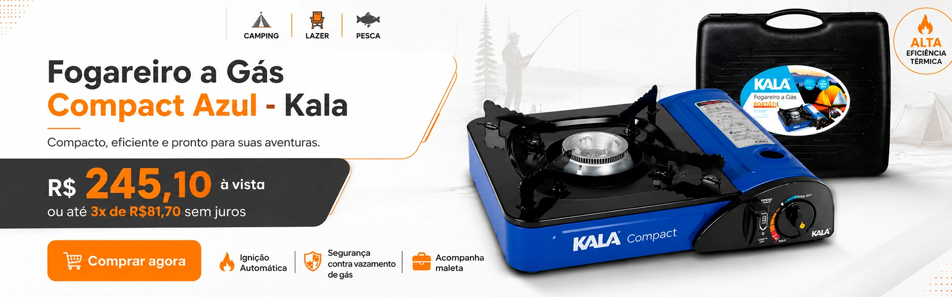 Fogareiro a Gás Compact Azul - Kala