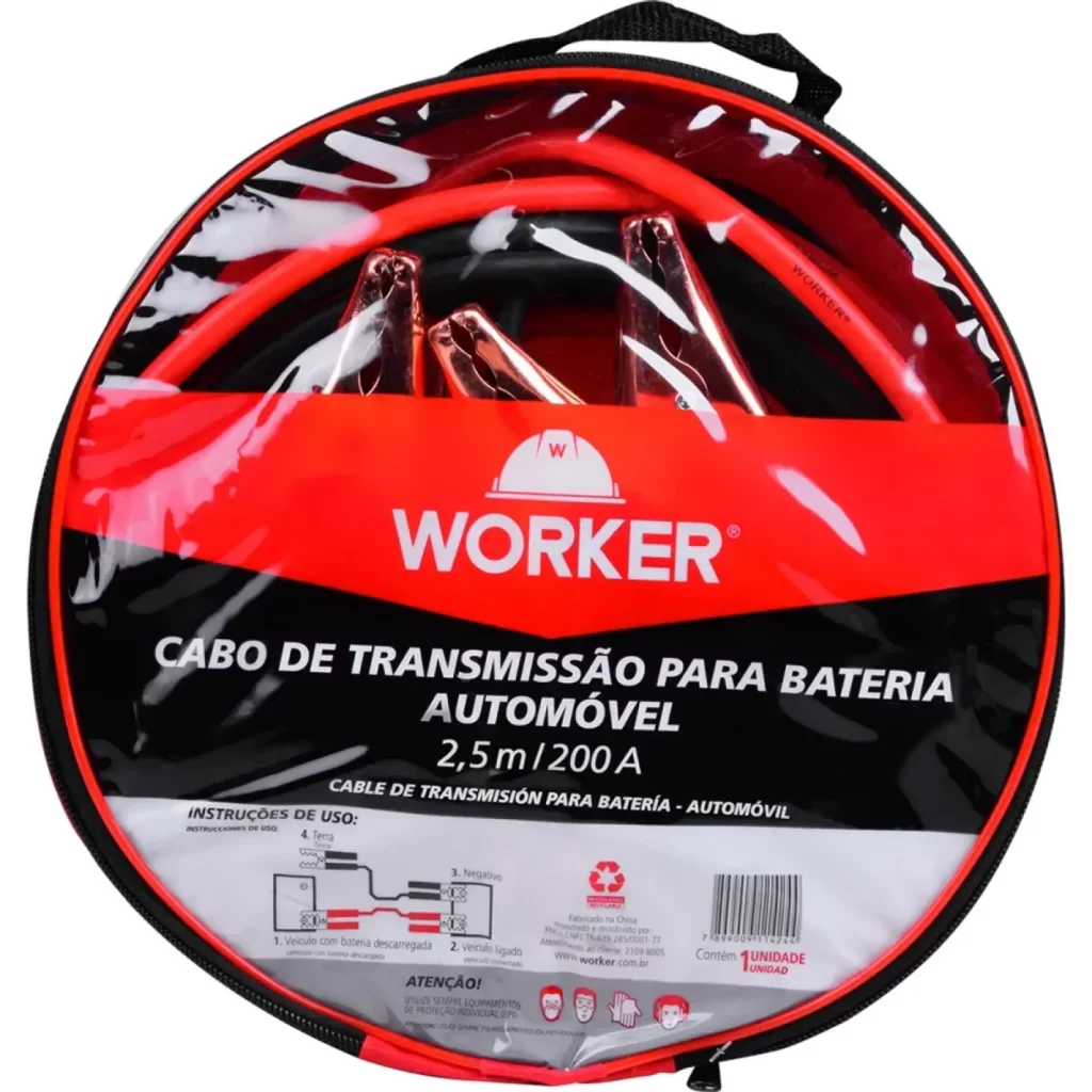 Cabo Bateria 25m Automovel Chupeta - Worker