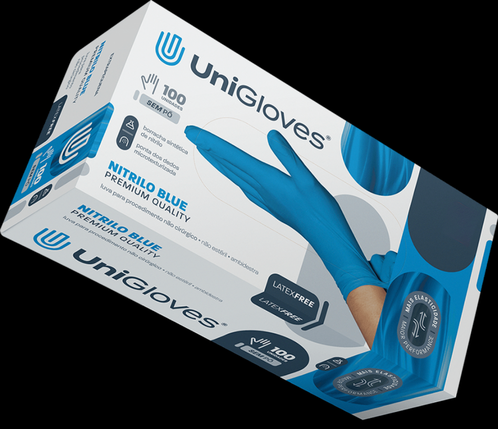 Luva Proc Nitrilo Blue Premium Quality Medio