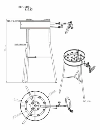 Fogareiro Tripe 12 Caulins  Preto