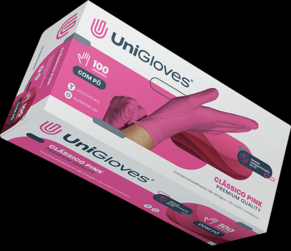 Luva Proc C/ Po Classico Premium Quality Pink Pequeno